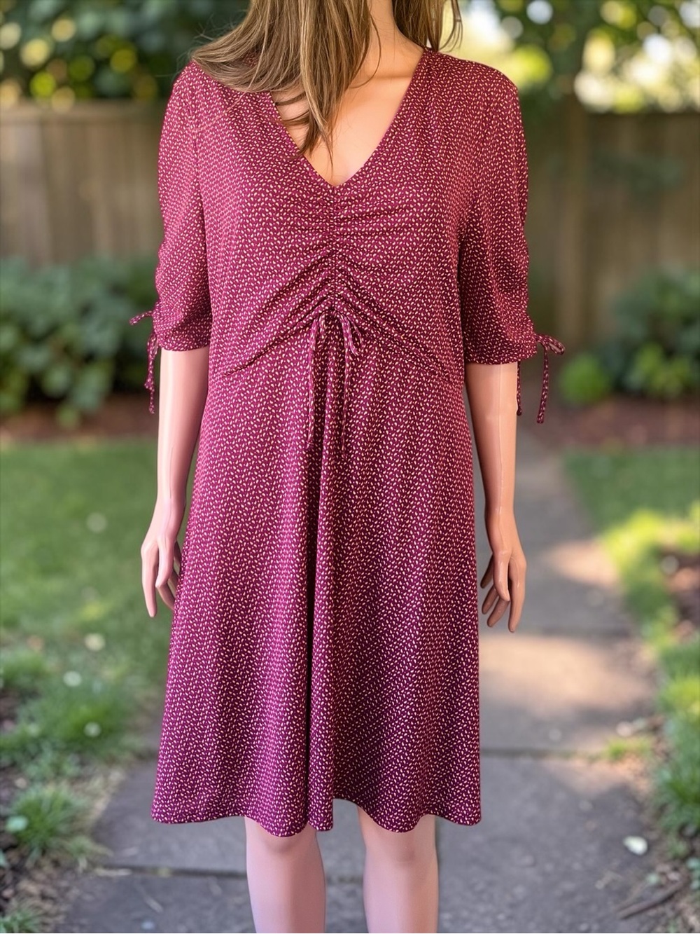 Lauren Conrad LC Large Purple Pink Ruched Fit & Flare Dress Lined